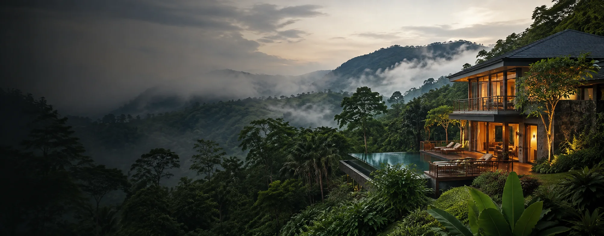 Misty hill resort overlooking Kakkadampoyil